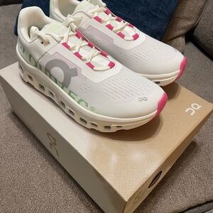 On Running Women's White and Pink Running Shoes